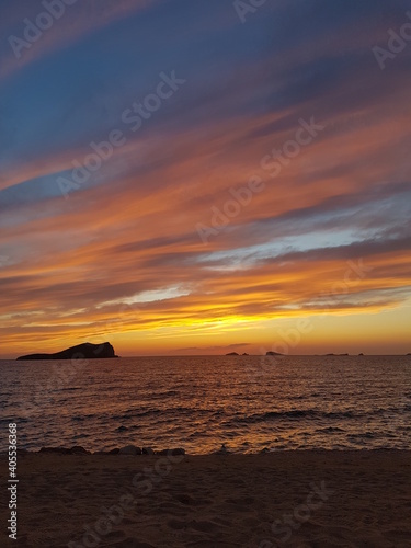 Sunset colous reflected on water.