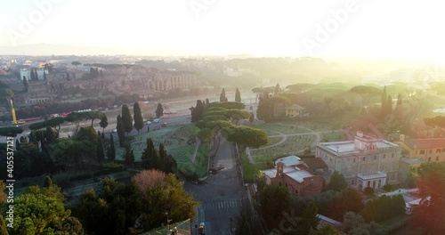 Dawn at the Crico Massimo in Rome
The Circus Maximus and the Aventine in Rome, during dawn. Aerial view with drone. photo