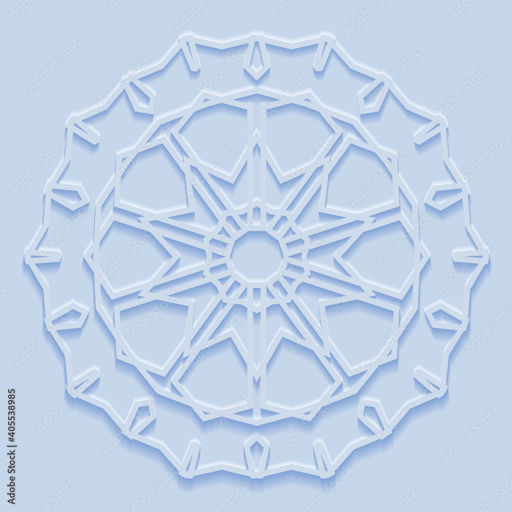 Islamic ornament vector, persian motiff. 3d round islamic ramadan pattern. Muslim blue islamic pattern concept. Islamic ornament vector, persian motiff. 3d round islamic ramadan pattern. Muslim blue islamic pattern concept.