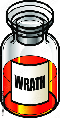 A reagent bottle of Wrath. Concept: Seven Deadly Sins. Collect the whole set!