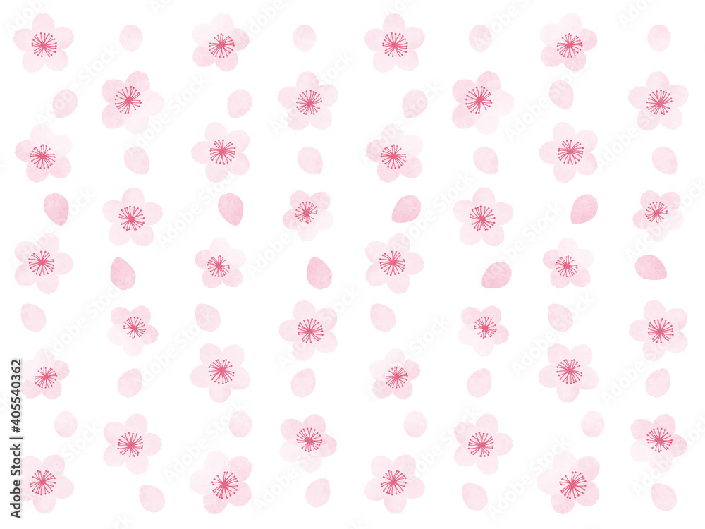 水彩風 桜のイラストパターン 水彩風 桜のイラストパターン