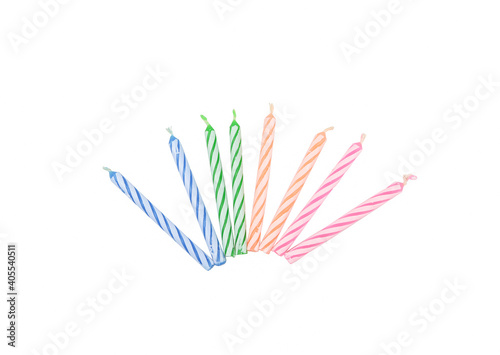 Colored Birthday Candles On White background