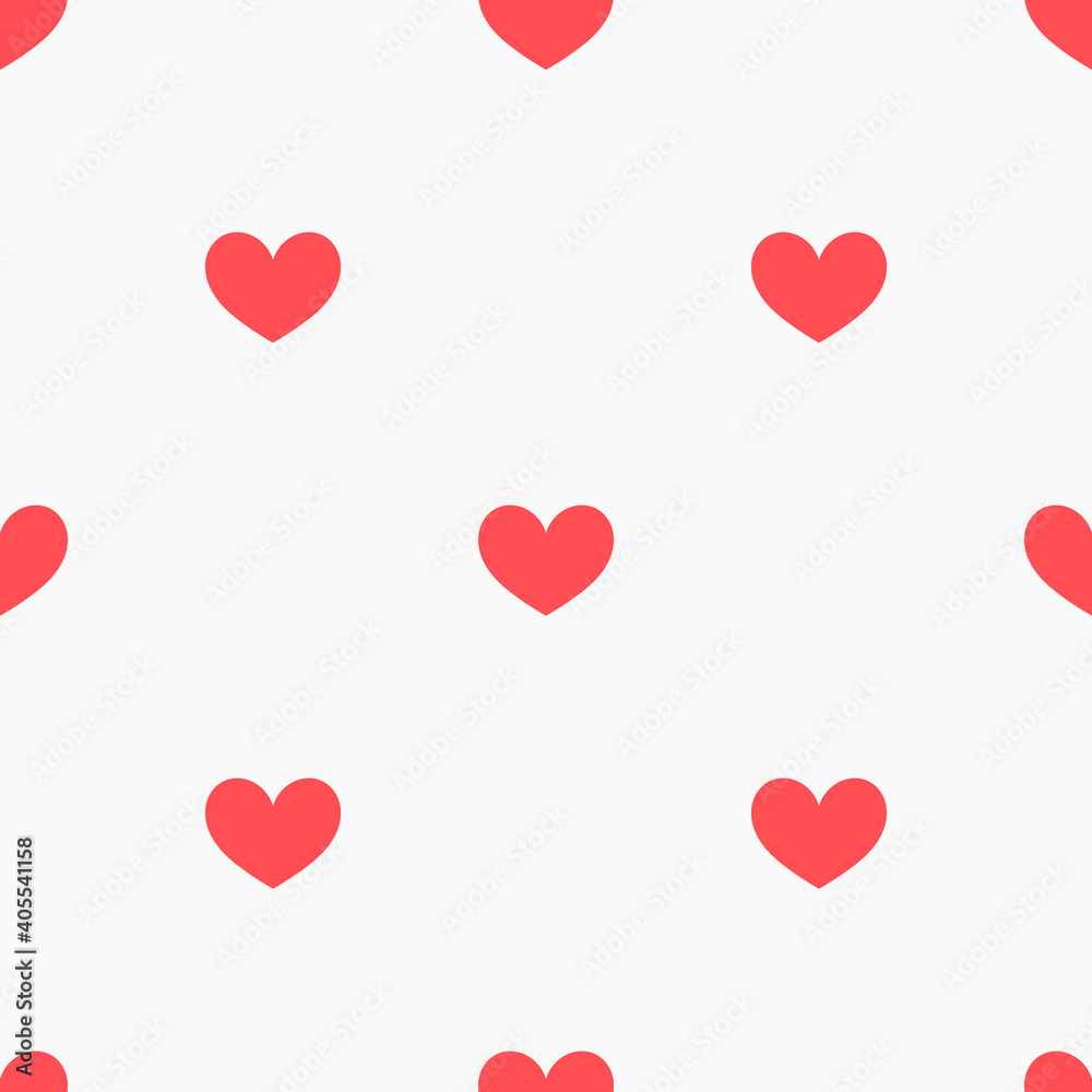 Red hearts seamless vector pattern.