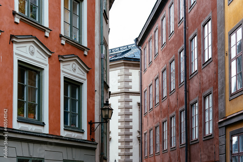 Photography Traditional facades in Gamla Stan quarter in Stockholm, Sweden