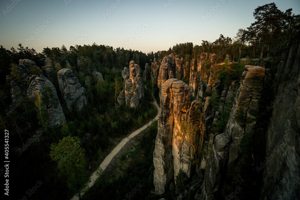 sunset in the sandstone rocks