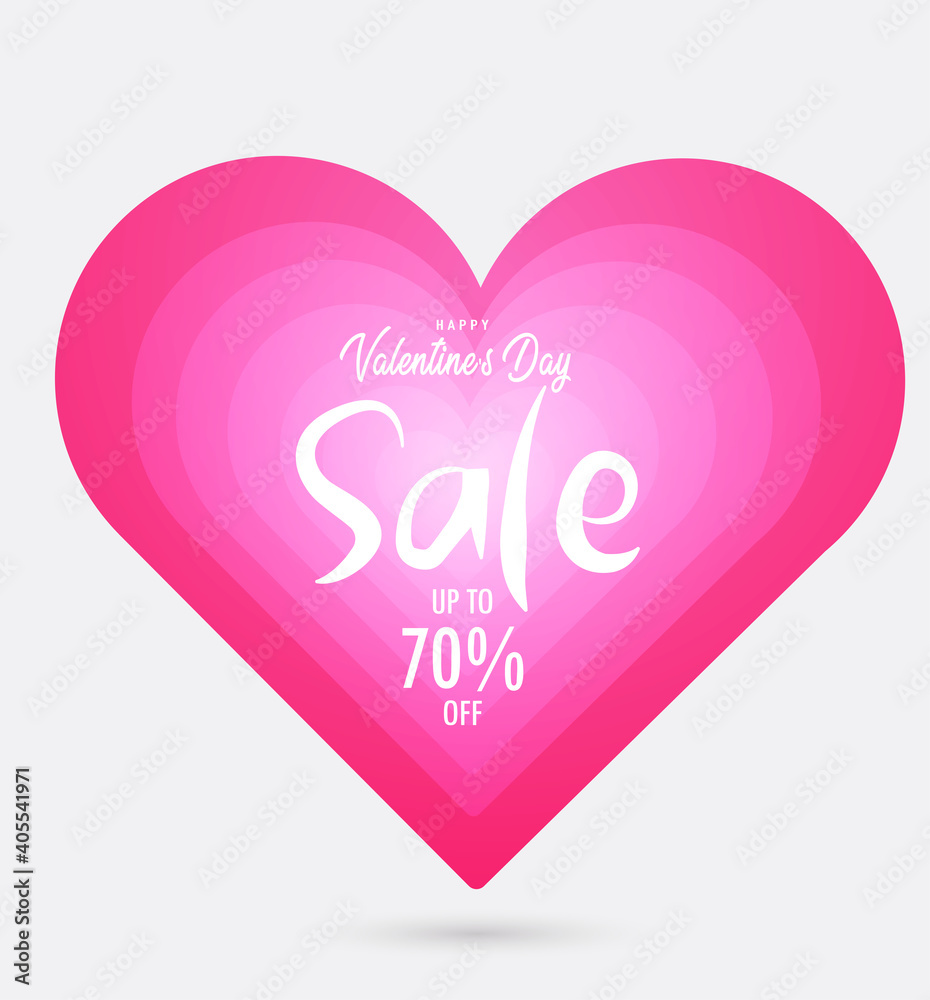 Big heart for Happy Valentine Day sale promotion, Vector big heart made from hearts shapes pink and red confetti on white background