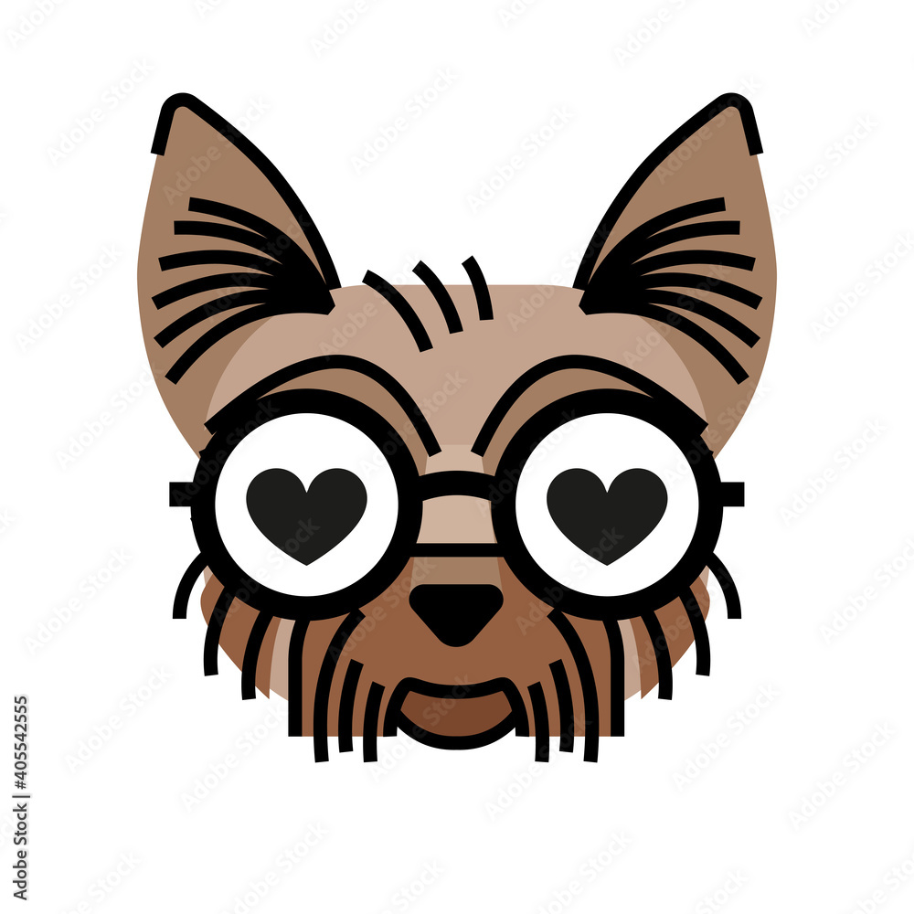 Yorkshire terrier wearing eyeglasses fall in love