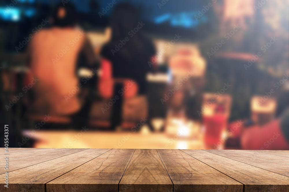 3D rendering, wooden top table on isolate blur and bokeh background