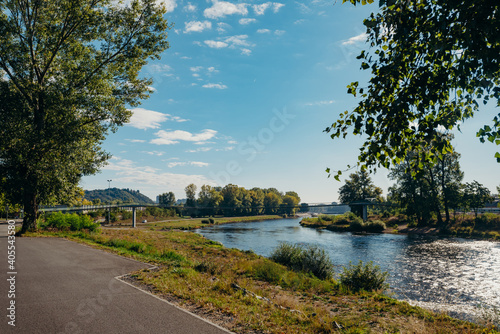 Vltava river in Prague. Vltava is the longest river within the Czech Republic.