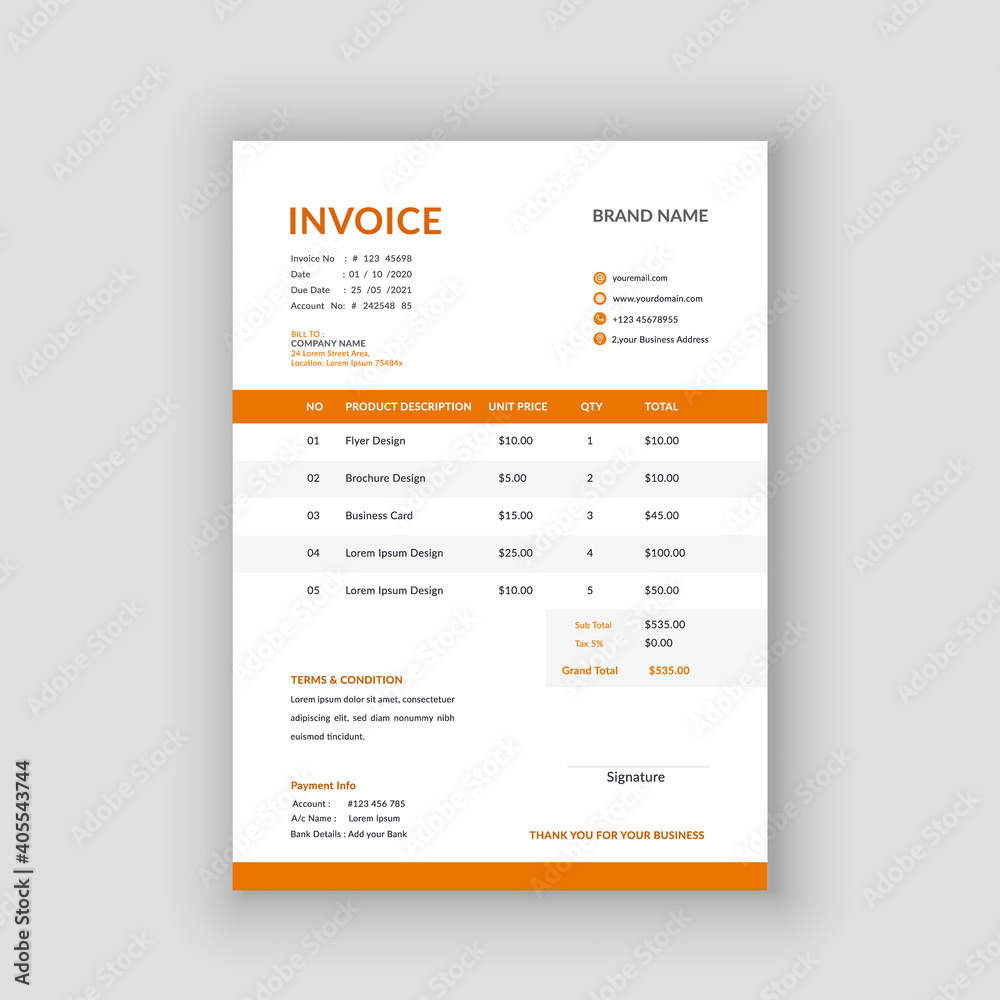 modern business invoice template vector