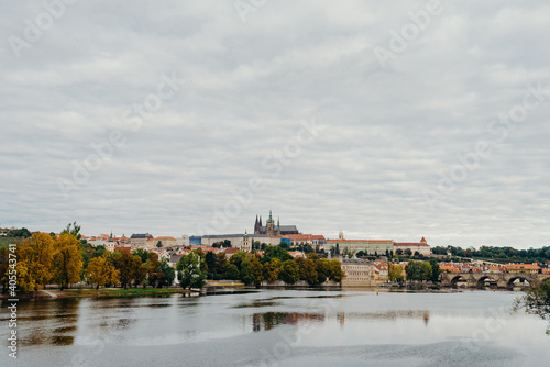 Vltava river in Prague. Vltava is the longest river within the Czech Republic.