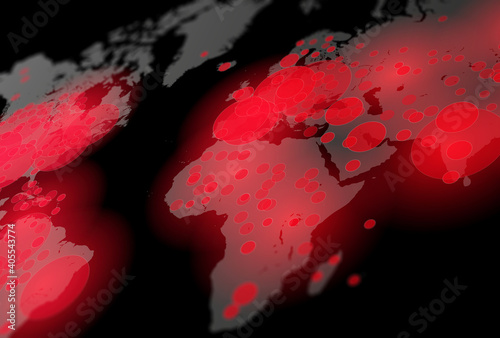 Covid-19, Covid 19 map confirmed cases report worldwide globally. Coronavirus disease 2021 situation update worldwide. Maps show where the coronavirus has spread, 3D illustration on black background.