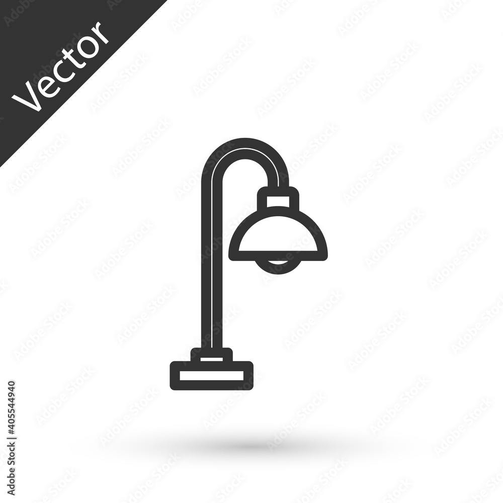Grey line Floor lamp icon isolated on white background. Vector. Grey line Floor lamp icon isolated on white background. Vector.
