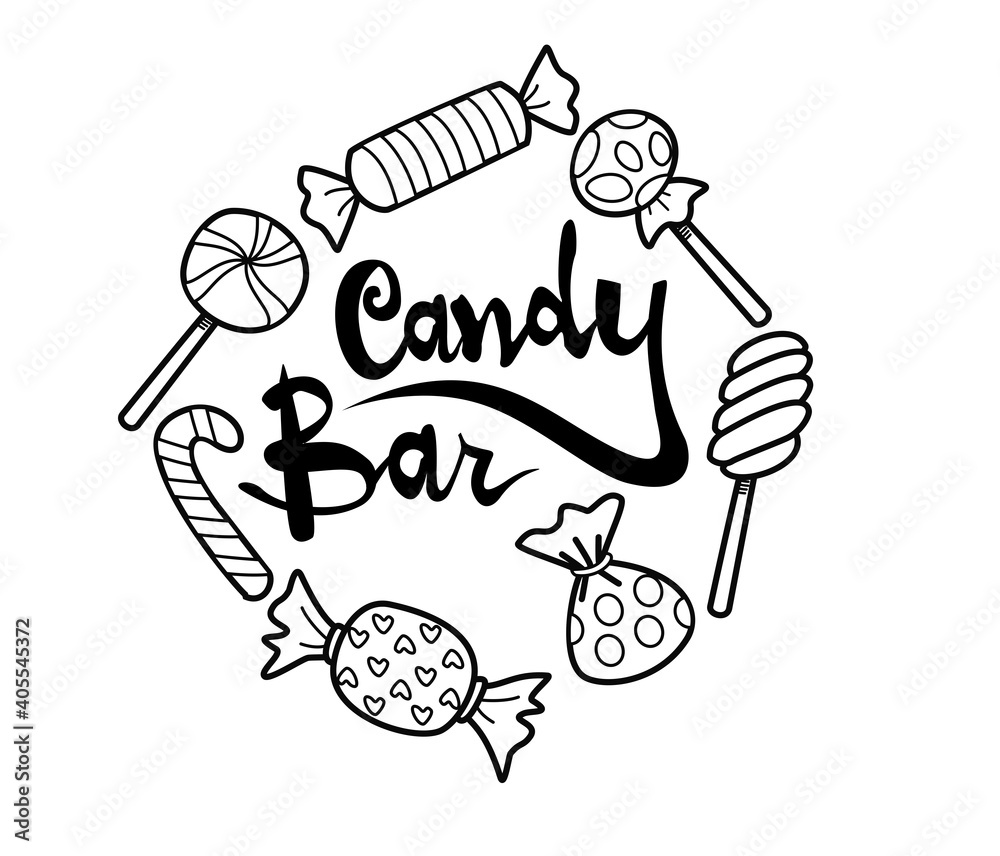 Fototapeta premium candy bar lettering hand drawn vector 