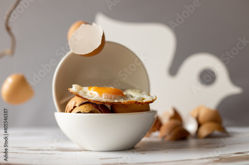 Baked egg on top of egg shells
