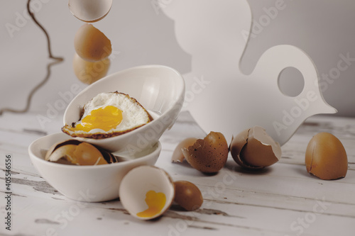 Baked easter egg in white setting