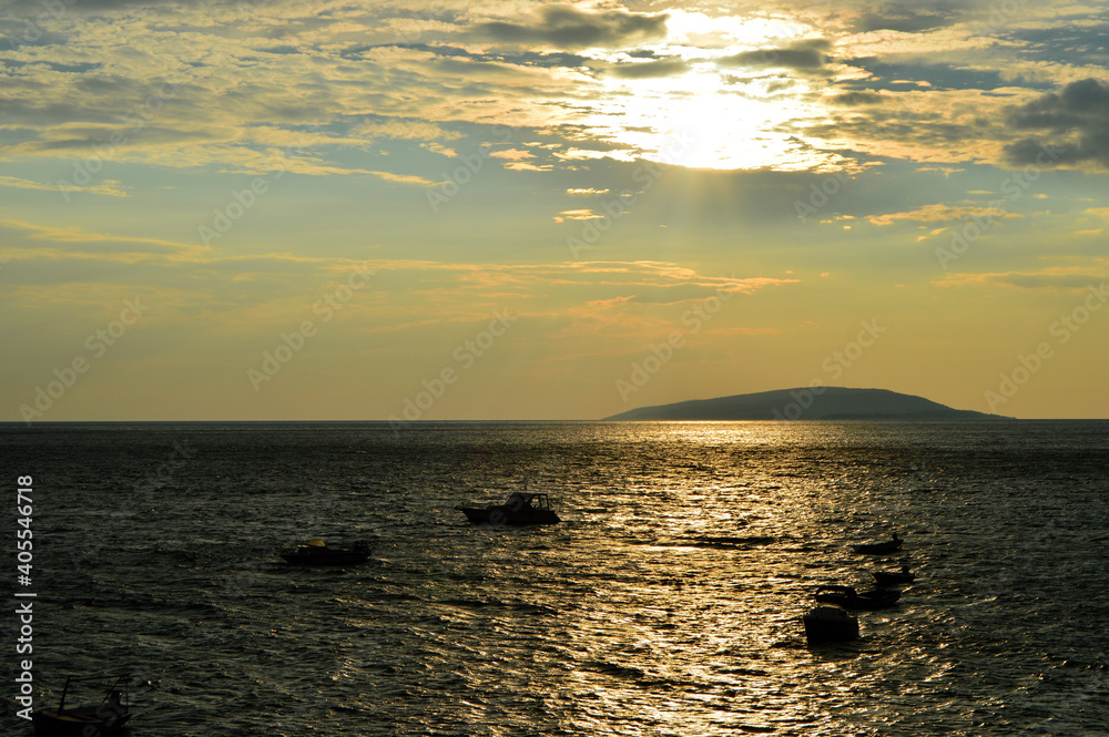 sunset over the sea, Croatia, Brist
