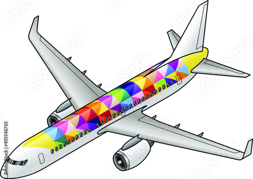 A popular short to medium haul jet with multicolor patchwork livery.