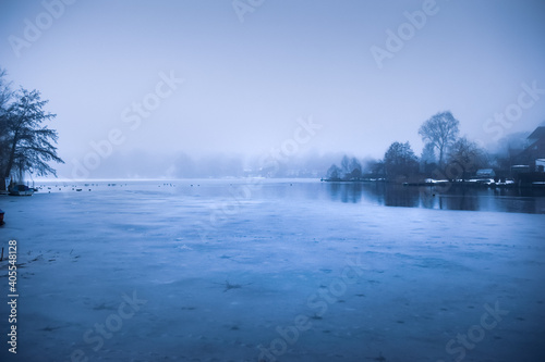 The frozen lake at Moelln in morning dusk. © Anna