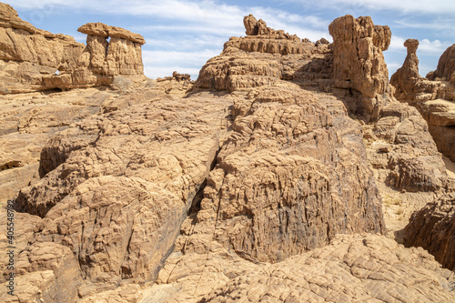 Abstract Rock formation at plateau Ennedi  Chad  Africa
