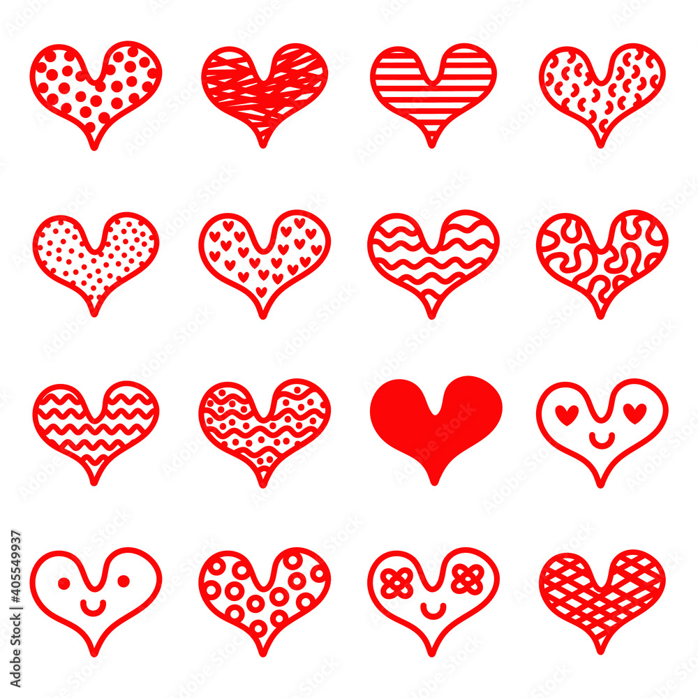 Hand drawn love and hearts set icon. Heart doodles vector illustration collection. Symbol of love, health and care. Hand drawn love and hearts set icon. Heart doodles vector illustration collection. Symbol of love, health and care.