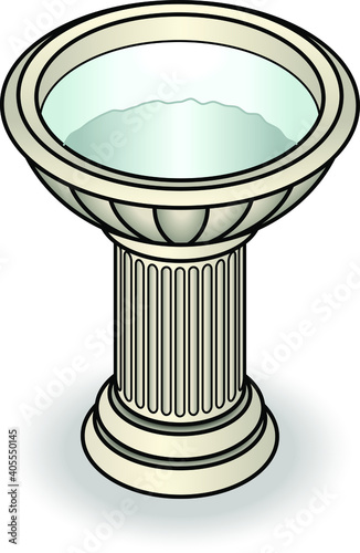 An ornate fountain, font or birdbath.