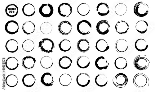 Set of vector black circles. Black spots on white background isolated. Spots for grunge design