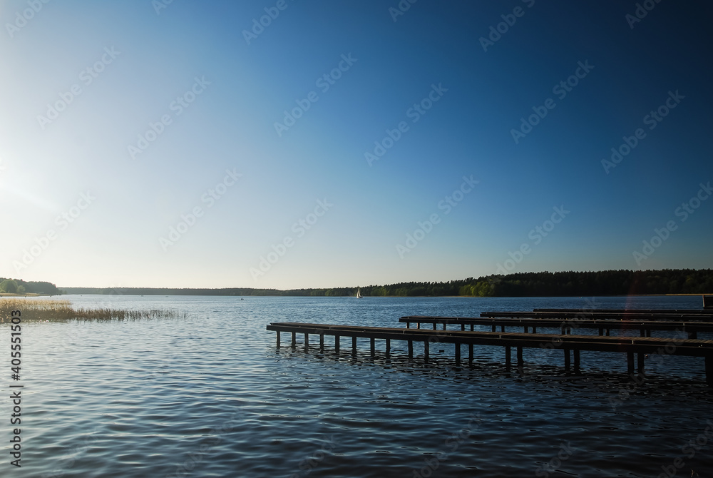 Lake in Podlaskie Voivodeship, blue sky and clean water