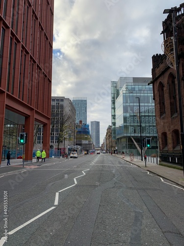 City street in Manchester City centre with buildings in the background.  © ReayWorld