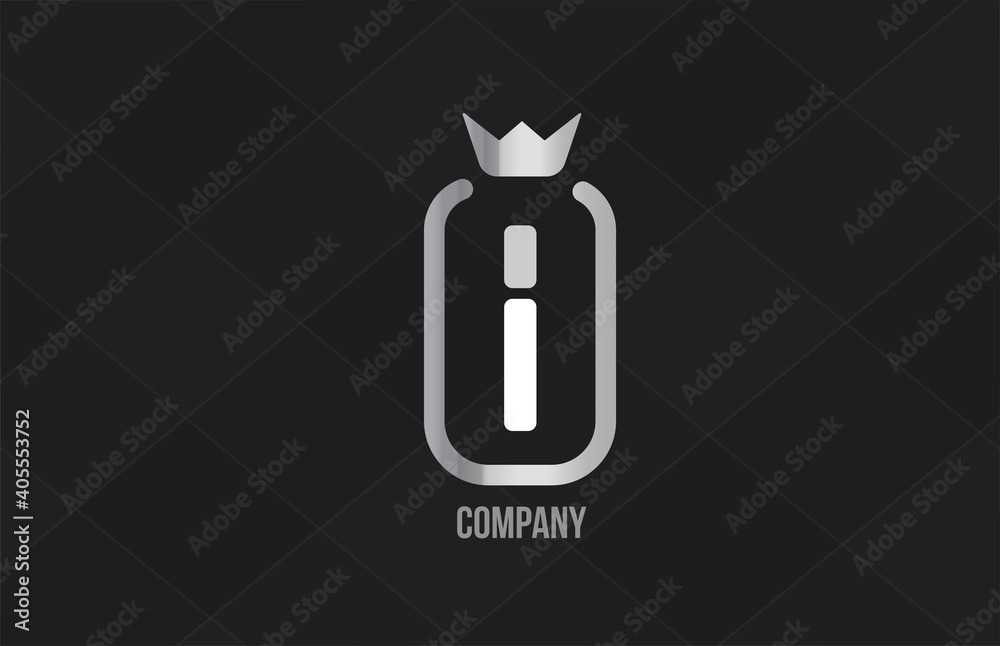I silver king crown alphabet letter logo for company and corporate. Grey color luxury design. Can be used as an icon for a product or brand I silver king crown alphabet letter logo for company and corporate. Grey color luxury design. Can be used as an icon for a product or brand