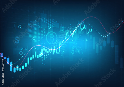 Stock market trading graph in graphic concept suitable for financial investment or Economic trends business idea and all art work design. Abstract finance background. Vector illustration