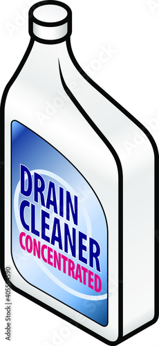 A bottle of concentrated drain cleaner.