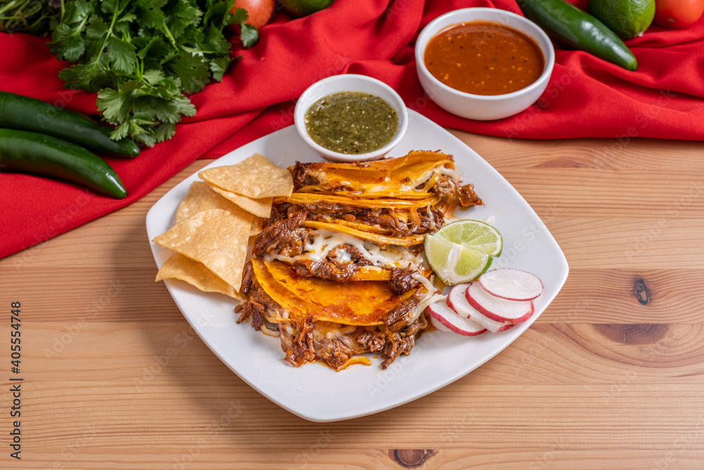 Birria tacos. Authentic Mexican street tacos made with steak, corn ...
