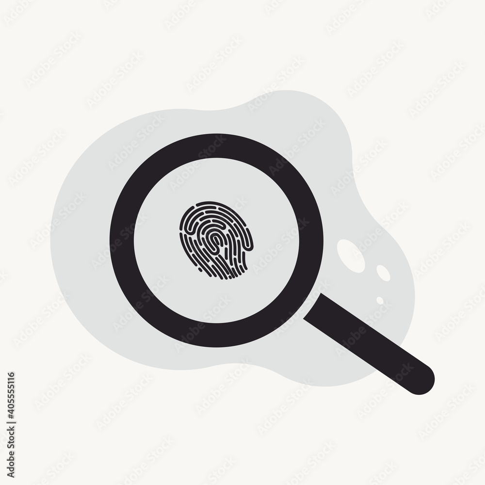 Magnifying glass looking for fingerprint icon design vector illustration Magnifying glass looking for fingerprint icon design vector illustration