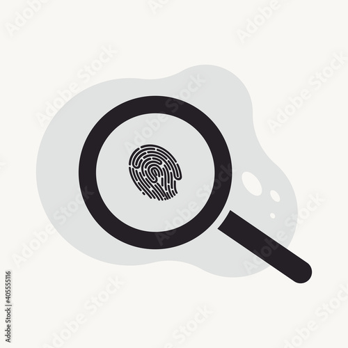 Magnifying glass looking for fingerprint icon design vector illustration