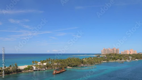 View of Paradise Island in Nassau, Bahamas on sunny day