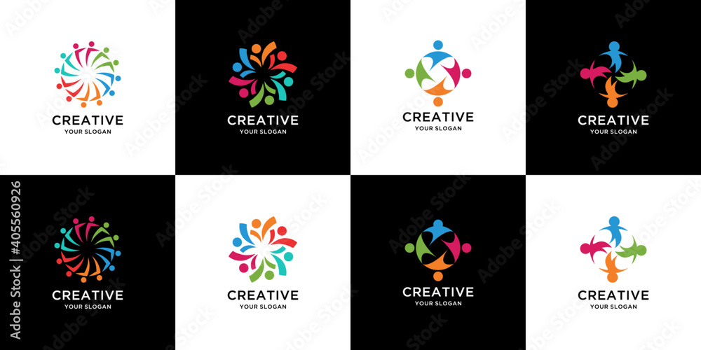 Set of people community logo design