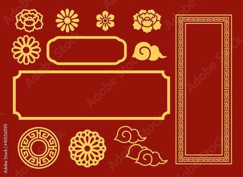 Chinese new year ornament graphic elements icons vector