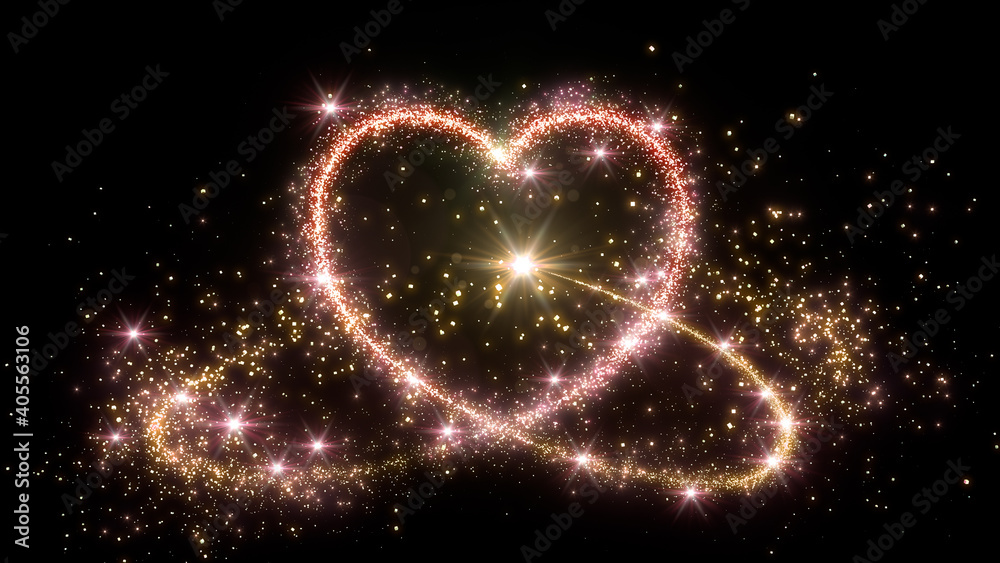 Heart Glitter Sparkling Particles Love Fireworks 3D illustration. Heart Glitter Sparkling Particles Love Fireworks 3D illustration.