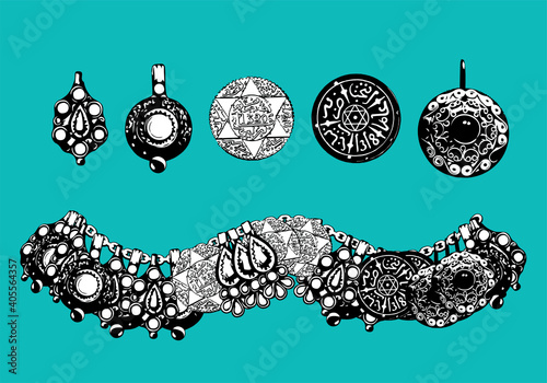 Arabic Jewelry Amazigh Touareg Vector photo
