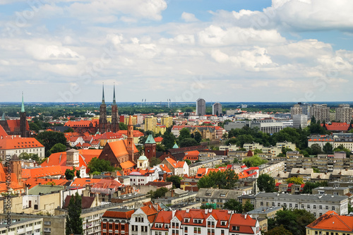 Panorama view from tower  birds eye  Wroclaw