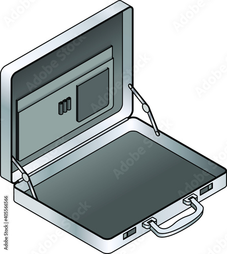 An open empty aluminium / steel briefcase ready for you to fill.