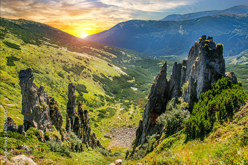 Spitz mountains at sunset. Ukraine. Carpathians