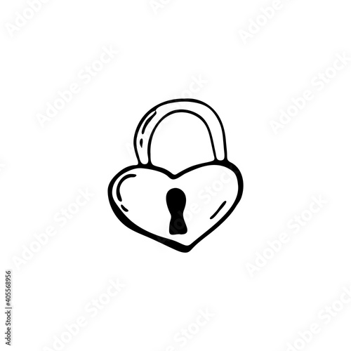 Free Download Hand-drawn element for valentine's day. Doodles for web, postcard design, congratulations. Heart lock - GFXLoad