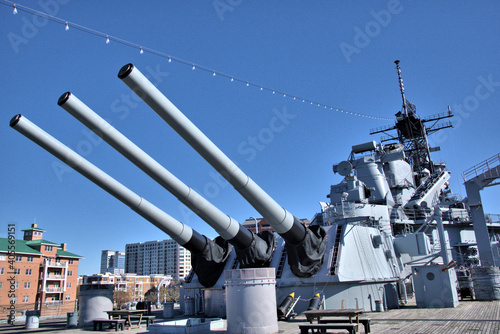 Cannons on the USS Wisconsin Battle ship photo