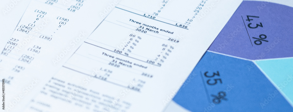 Graphs, charts, business table. The workplace of business people.