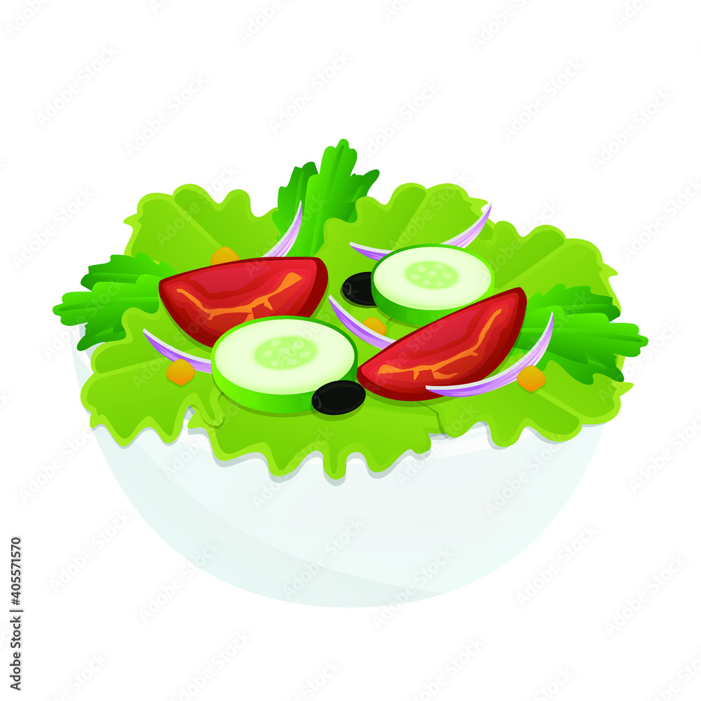Green Salad Emoji Vector Design. Vegetables Bowl Dishes Food Art Illustration. Vegetarian