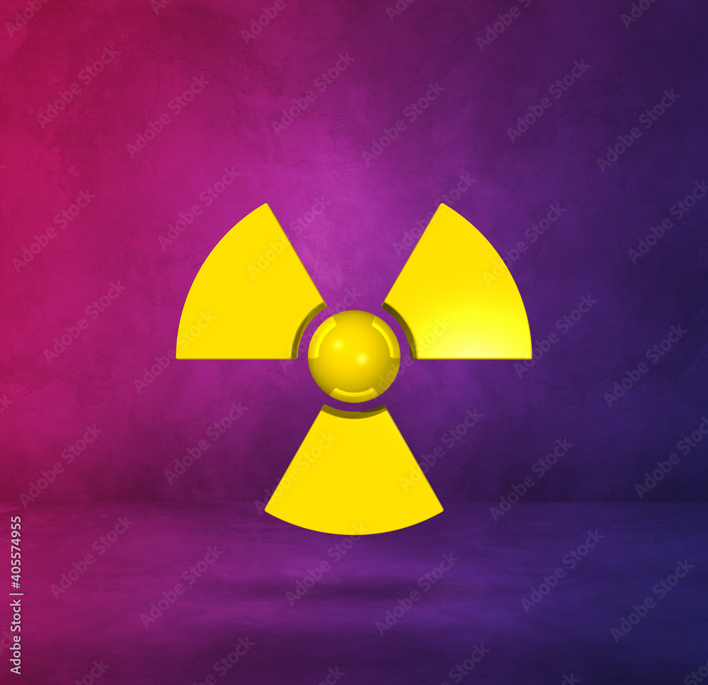Radioactive symbol on a purple studio background Radioactive symbol on a purple studio background