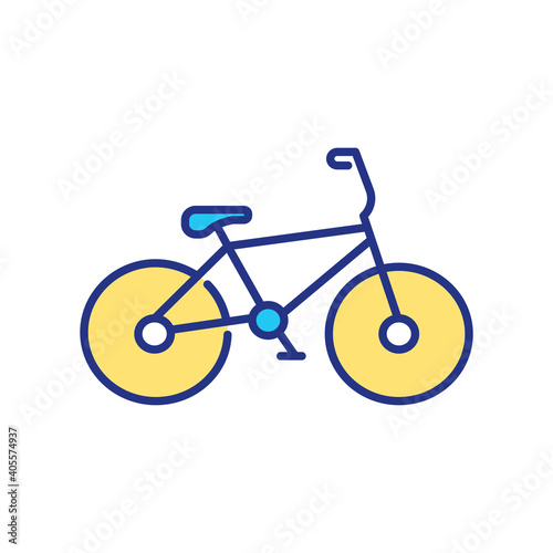 Bicycle RGB color icon. Starting cycling for improving your body health conditions. Getting better body while working out. Upgrading muscle system to be stronger. Isolated vector illustration