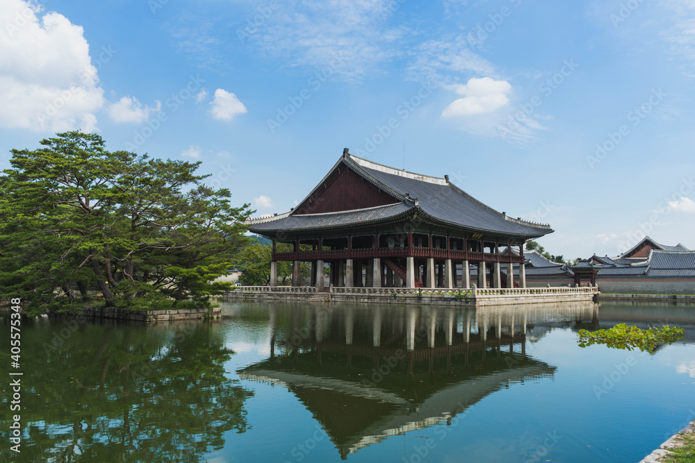 Gyeongbokgung Place with a reflection in lake